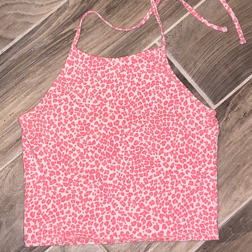 rare brandy melville pink cheetah leopard halter